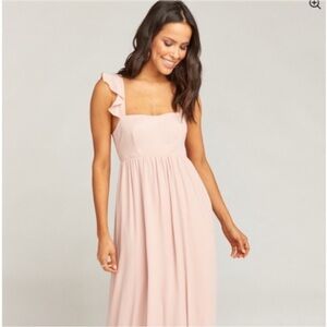 Show me your mumu Elegant Pink Ruffle sleeve Dress